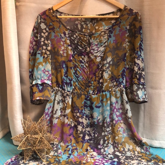 Floral boho midi dress with sleeves - Picture 5 of 12
